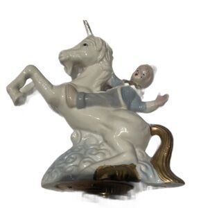 Vintage aldon fine porcelain unicorn and clown music figurine